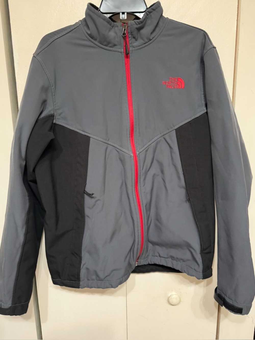 North Face Jacket Mens Large Gray Softshell Full Zip Outdoor Fleece Lined